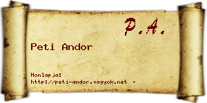 Peti Andor névjegykártya
